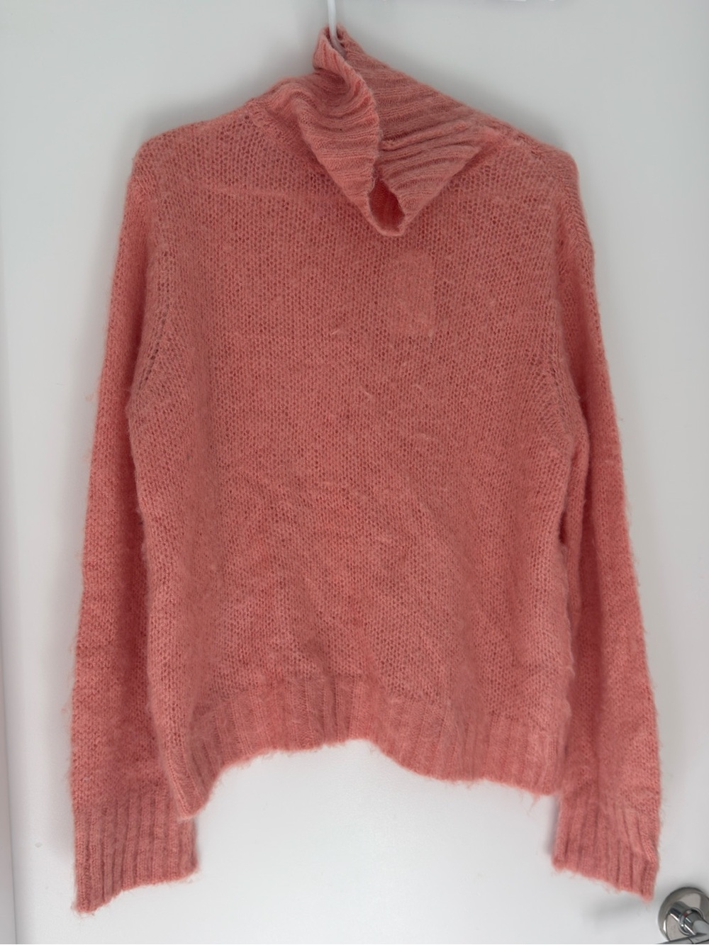 Cozy Coral Mohair Blend Turtleneck Sweater